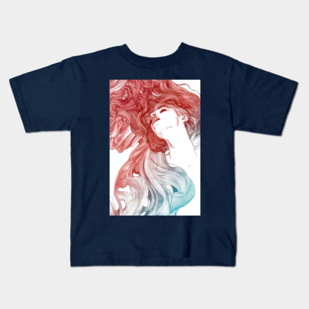 Sleeping Woman blue and red 1 Kids T-Shirt by Invisibleman17